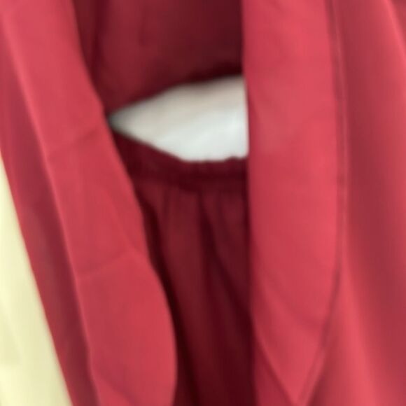 Wedding Pant Suit Maroon Red Sheer Ruched Cap Sleeve Embroidered Beaded Elegant - Picture 6 of 15